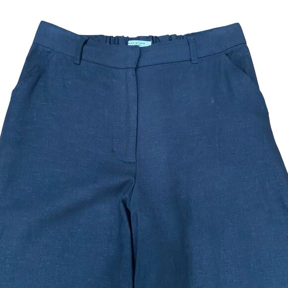 Max Studio Classic Black Linen Blend Wide Leg Cropped Pants Women's Size S - Picture 3 of 12